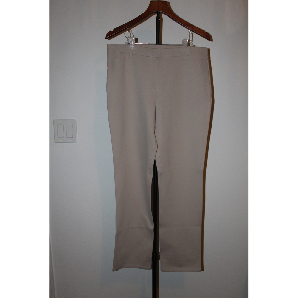 Quince Womens Ultra-Stretch Ponte Straight Leg Pants Sand Beige Size L High Rise